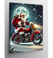 Kanvas Tablo Noel Baba Motosiklette