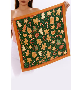 Yeni Sezon Yılbaşı Desenli Bandana Fular Yeni Yıl Hediyesi Şal Estascarf 70x70 Cm (Kırmızı)