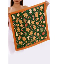 Yeni Sezon Yılbaşı Desenli Bandana Fular Yeni Yıl Hediyesi Şal Estascarf 70x70 Cm (Kırmızı)