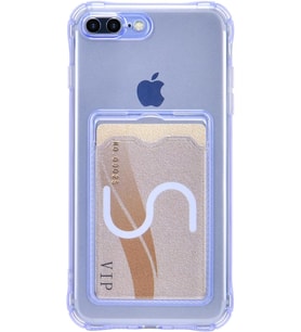 Teknomoda Apple iPhone 8 PLUS Kılıf Kartlıklı Anti Şok Korumalı Şeffaf Silikon Lila