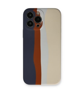 Apple İphone 13 Pro Kılıf Ebruli Lansman Silikon - Lacivert-krem