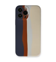 Apple İphone 13 Pro Kılıf Ebruli Lansman Silikon - Lacivert-krem