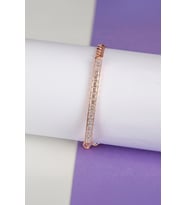 Kare Zirkon Taşlı Rose Renk 925 Ayar Gümüş Bayan Bileklik