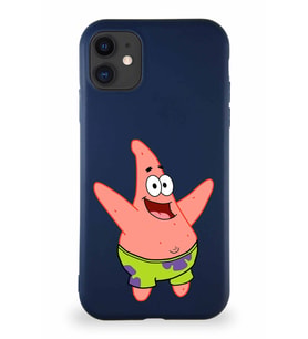 Apple iPhone 11 Soft Premier Kapak Patrick Yıldız Tasarımlı Silikon Kılıf - Lacivert (Şeffaf)