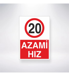 20 Azami Hız 21x28 Arkası Yapışkanlı Levha