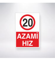 20 Azami Hız 21x28 Arkası Yapışkanlı Levha