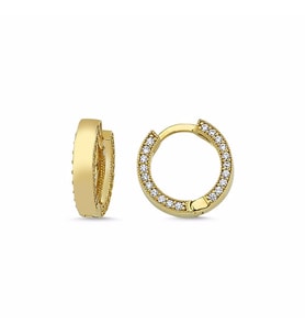 Altın Halka Küpe Swarovski Taşlı (Çok Renkli)