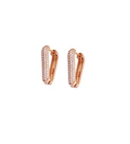 Starlight Diamond Zirkon Taşlı V Tasarım Rose Renk 925 Ayar Gümüş Küpe (Rose - Gold)