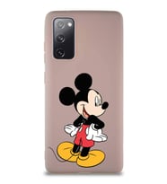 Samsung Galaxy S20 FE Soft Premier Kapak Mickey Mouse-D Tasarımlı Silikon Kılıf - Pudra (Şeffaf)
