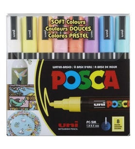 Uniball Posca Su Bazlı Markör Kalem Seti 0.9-1.3 Soft Renkler 8Li