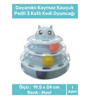 Özel Üretim Dayanıklı Kaymaz Kauçuk Pedli 3 Toplu Eğlenceli 3 Katlı Kedi Oyuncağı 19,5 cm x 24cm