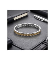 Sertifikalı SEMTİM REGENT Gold & Gümüş Çift Renk Metal Kordon Tasarımlı Erkek Bileklik