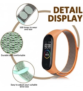 Xiaomi Mi Band 7/6/5/4 ile Uyumlu Hasır Örme Kordon Terletmeyen Nefes Alabilen Kumaş Hafif Yapı Cildi Tahriş Etmeyen Cırt Cırt Tasarım Yumuşak ve Rahat Mi Band 7 Kordonu