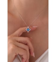 Gümüş Opal Taşlı Ay Motifli Mistik Kolye - 925 Ayar Gümüş Kolye