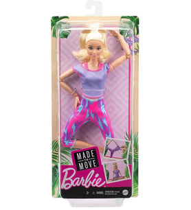 Barbie Sonsuz Hareket Bebeği Mor Renkli Spor Kıyafeti İle Sarışın Uzun Saçlı Bebek GXF04