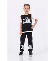 Erkek Çocuk Cool Baskılı  Alt Üst Basic Takım 2-5 Yaş (Siyah)