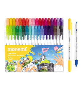 Monami Live Color Çift Uçlu Marker Kalem Seti 36 Zengin Renkli, Su Bazlı Çizim, Boyama ve Not Kalemi