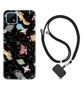Realme C11 C21 C21Y C25Y C11 2021 Kılıf Boyun Askılı Silikon Planet Animals 1771