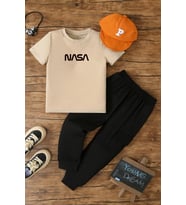 Çocuk Nasa Alt - Üst Eşofman Takımı (Bej)