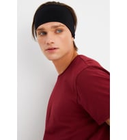 Siyah Erkek Pamuklu Penye, Kaymaz, Ultra Hafif, Spor Geniş Saç Bandı Bandana Buff