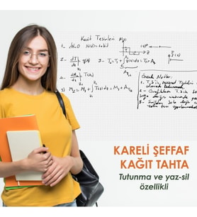 Kareli Şeffaf 100x120cm Sihirli Tahta Akıllı Kağıt Tahta + kalem