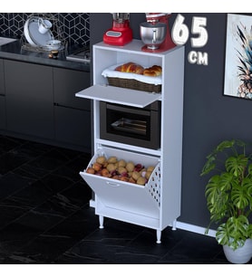 Eliusta Mayra 65 cm Çok Amaçlı Kiler Dolabı Mutfak Banyo Düzenleyici Tek Sepetli Fırın Bölmeli 65x150x32cm
