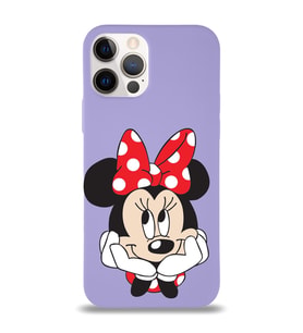 Apple iPhone 12 Pro  Lansman Kılıf Minnie Mouse Tasarımlı Altı Kapalı İçi Kadife Kaplı  Kapak (Şeffaf)