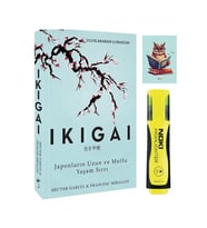 ikigai 9786052361450 - Hector Garcia - Indigo Kitap - Noki Sarı Fosforlu Kalem - Not Defterli Seti