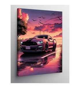 Kanvas Tablo Gün Batımı Ve Spor Araba 70 X 100 Cnvsdkey-116790-70-100