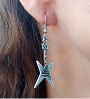 Yıldız Gitar Şekilli Kadın Küpe Çift Adet Gümüş Kaplama El Yapımı Küpe