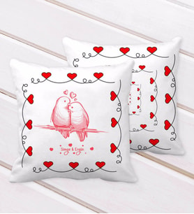 BK Gift Kişiye Özel Sevgililer Günü Kurdela Kalp Desenli Dekoratif Kırlent Yastık-37 (Beyaz)