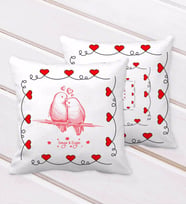 BK Gift Kişiye Özel Sevgililer Günü Kurdela Kalp Desenli Dekoratif Kırlent Yastık-37 (Beyaz)