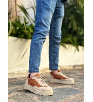BA0802  Taba Süet Yüksek Taban Erkek Günlük Ayakkabı (Çok Renkli)