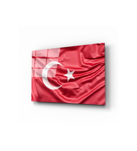 Miyrem Glasses Collection -A1^#  Türk Bayrağı Kırmızı Cam Tablo (Çok Renkli)