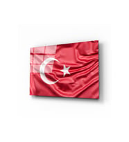 Miyrem Glasses Collection -A1^#  Türk Bayrağı Kırmızı Cam Tablo (Çok Renkli)