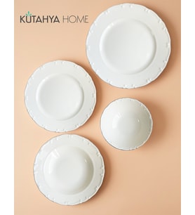 Kütahya Home 24 Parça Altın File Yemek Takımı  6 Kişilik Lüks Sofra Takımı