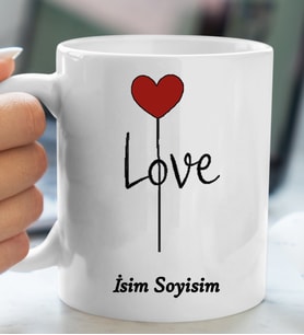 Kupaa LOVE Tasarımlı İsim soyisim yazılı kişiye özel Kupaa Bardakk