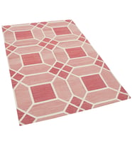 Pembe El Dokuma Kilim Modern Geometrik Desenli Salon Halısı Modelleri Yatak Odası Konfor