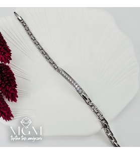 Rodyum Zirkon Taşlı Pirinç Bileklikler 19 Cm - Kbl0053