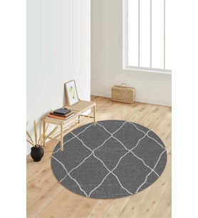 Dijital Baskılı Kaymaz Taban Yıkanabilir Yuvarlak Salon Halısı Koridor Halısı Paspas NDY-SD-539 (Gri)