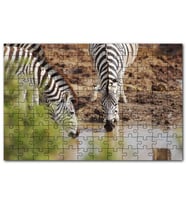 Cakapuzzle Savanada Su İçen Zebralar Puzzle Yapboz MDF (Ahşap) (120 Parça)