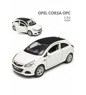 Beyaz 1:34 Ölçek Die Cast Kapıları Açılır Lisanslı Opel Corsa OPC Oyuncak Metal Model Araba