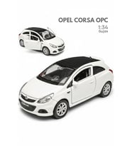 Beyaz 1:34 Ölçek Die Cast Kapıları Açılır Lisanslı Opel Corsa OPC Oyuncak Metal Model Araba