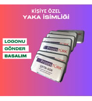 Yaka Kartı İsimlik Metal 10 Adet İğneli Logo Baskılı Premium Dikdörtgen (Gümüş) (Silver)