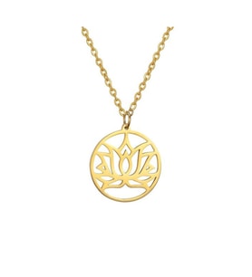 Lotus Çiçeği Altın Kaplama Gümüş Kolye