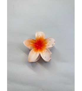 Tekli, Beyaz - Turuncu Renk 8 cm Lotus Çiçeği Mandal Toka
