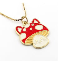 Kawaii Fungi Cat Kedi Mantar Sarı Paslanmaz Çelik Zincir Kadın Kolye Q0781