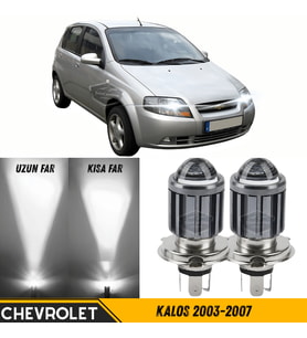 Chevrolet Kalos 2003-2007 Mercekli Far Ampulü Led Xenon Beyaz Şimşek Etkili CSP Led Lamba Uzun Kısa