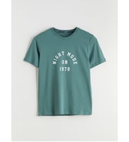 LC WAIKIKI Yeşil Bisiklet Yaka Baskılı Erkek Pijama Üst