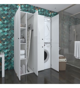 Kenzlife çamaşır-kurutma makinesi dolabı kapaklı yaromira sol byz 180*120*60 banyo arkalıksız (Karışık)
